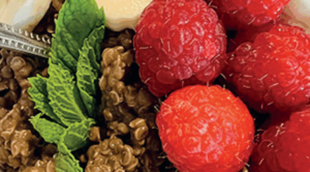 chocolate raspberry quinoa breakfast bowl